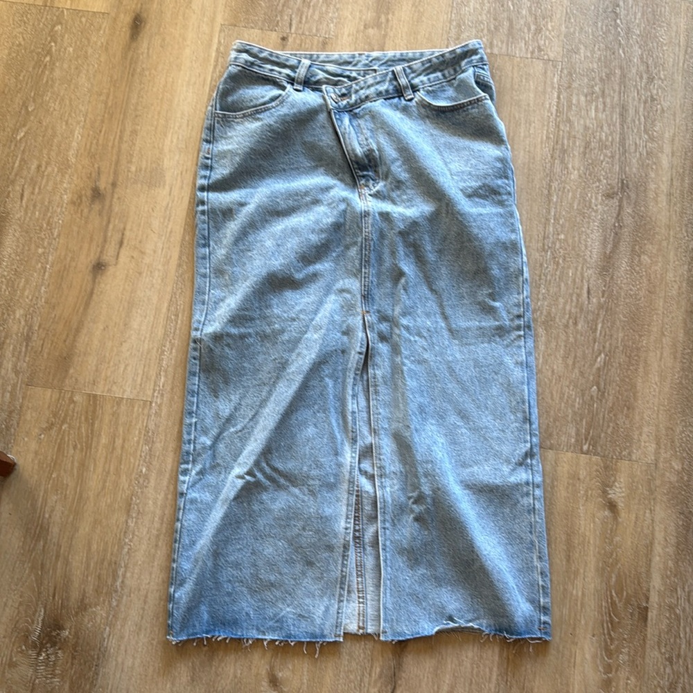 Long slit jean skirt